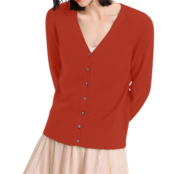 Lightweight V Neck Cardigan Sweater for Women Blouses & Tops Multicolor Lightweight V Neck Cardigan Sweater for Women Multicolor L