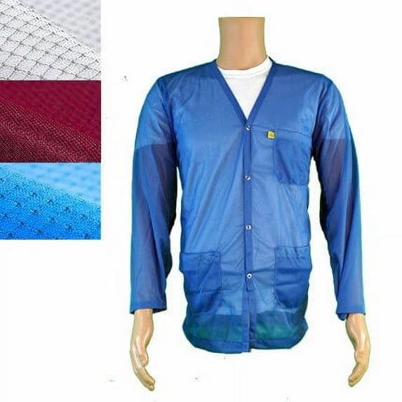 Lightweight V-Neck ESD Anti-Static Jacket/Lab Coat With Snap Cuffs