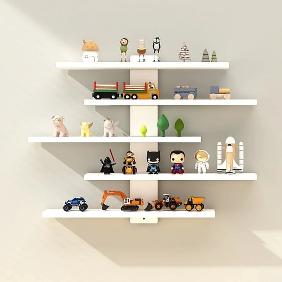 Lightweight Wall Mounted 5-Tier Display Shelf, Large Capacity Blind Box Organizer Rack, Easy Assembly Collectible Holder for Building Block Figures, Mini Statues & Decorations