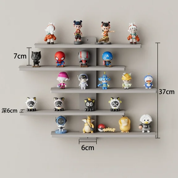 Lightweight Wall-Mounted 5-Tier Display Shelf for Building Block Figures - Large Capacity, Easy Install Blind Box Organizer Rack