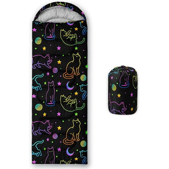 Lightweight Warm 3-Season Semi-Rectangular Sleeping Bag with Compression Sack for Camping and Hiking – 1 Person, Waterproof Polyester, Comfort Range 32 ° F–77 ° F