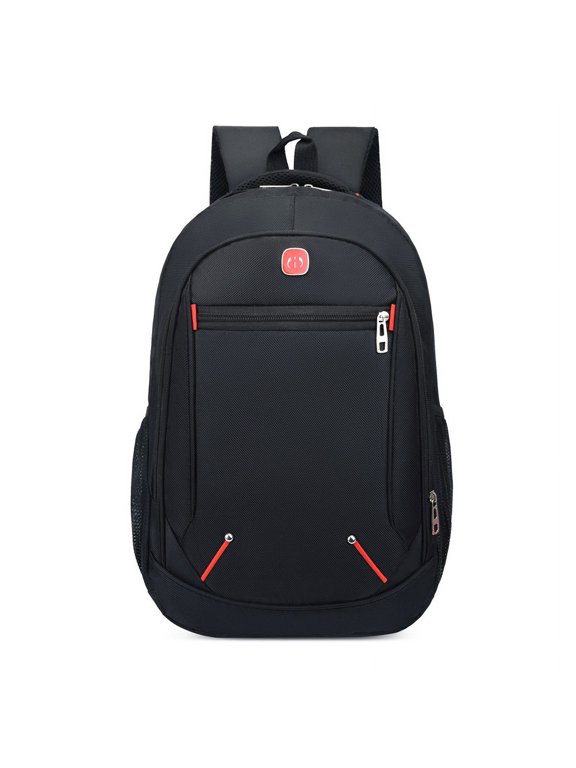 Lightweight Water Repellent Student Backpack, Multi Compartment Daily Commute Laptop Bag with Contrast Red Zipper Accents