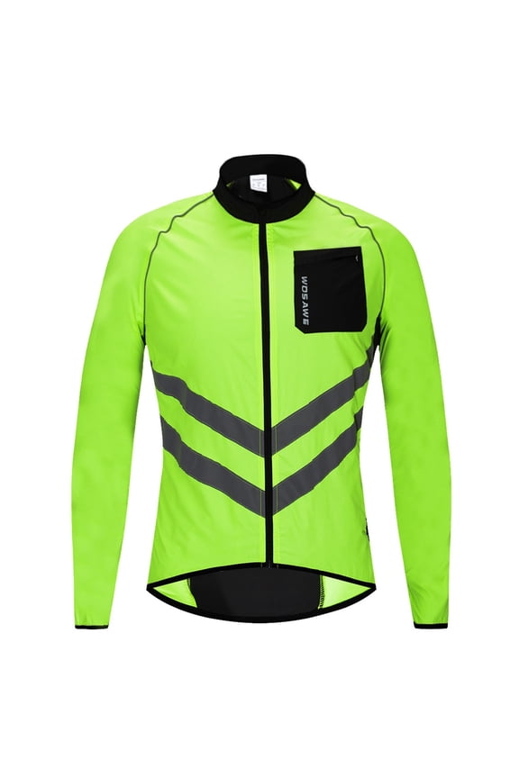 Lightweight Water-Resistant Cycling Jacket with Reflective Details and Breathable Back for Men, Green, Size L, 1 Pack