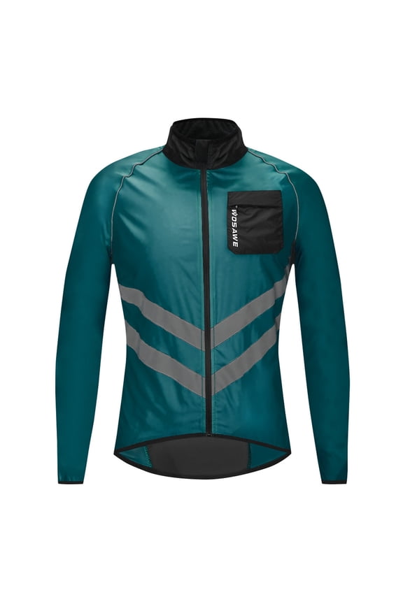 Lightweight Water-Resistant Cycling Jacket with Reflective Details and Breathable Back for Men, Navy, Size L, 1 Pack