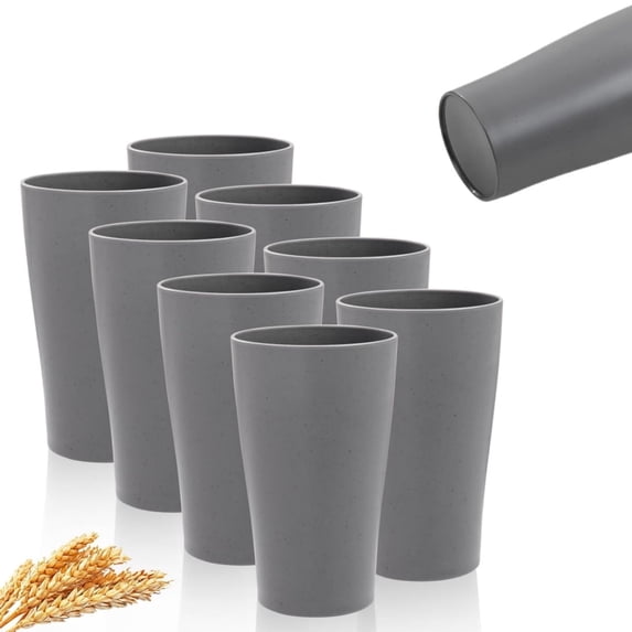 Lightweight Water Tumbler,Reusable Wheat Straw Cups for Home,QZS Portable Wheat Straw Water Glasses for Water,Coffee,Juice,Tea,6Pcs,13.5OZ