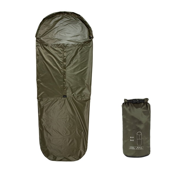 Lightweight Waterproof Bivy Sack Sleeping Bag Featuring Heat Retaining Thermal Reflective Coating, 70D Ripstop Polyester for Camping, Hiking, Survival(Green)