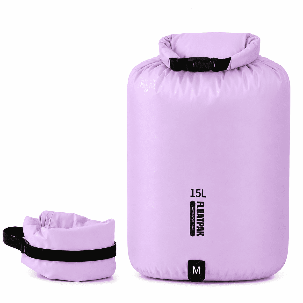 Lightweight Waterproof Dry Bag 15L, Roll Top Dry Sack with 15D Nylon Fabric for Kayaking, Hiking, Camping, Backpacking, Travel and Outdoor Storage