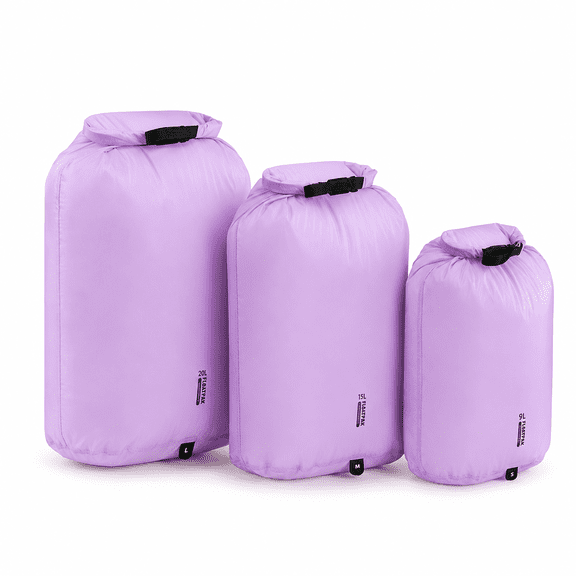 Lightweight Waterproof Dry Bag Set 9L 15L 20L, Roll Top Dry Sack 3 Pack with 15D Nylon for Kayaking, Camping, Hiking, Travel and Outdoor Storage, Light Green