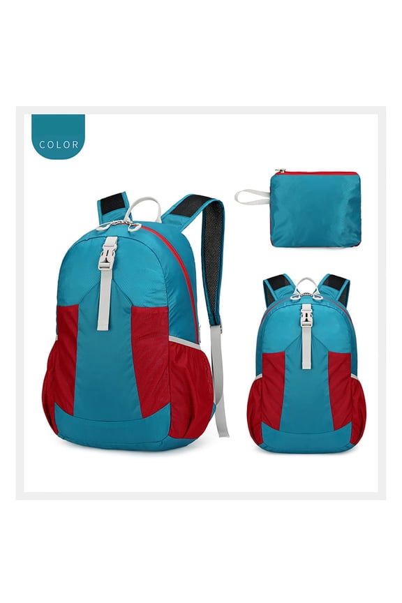 Lightweight Waterproof Foldable Backpack, 20D Nylon, Large Capacity for Hiking, Camping, Day Trips, Easy Packability – 12.6"x17"x6.3" Unfolded Light Blue