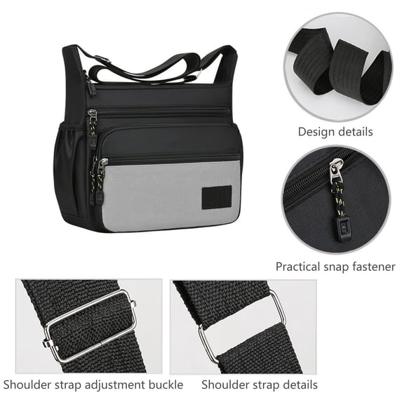 Lightweight Waterproof Nylon Crossbody Bag for Men, Multi-Functional Shoulder Messenger Bag with Adjustable Strap & Multi-Pockets, for Work, Sports & Daily Commute,Gray