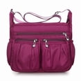 thumbnail image 1 of Lightweight Waterproof Nylon Crossbody Purse for Women, Multi-Pocket Travel Shoulder Bag with Zipper Closure, Casual Everyday Messenger Handbag(Purple), 1 of 5