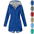 thumbnail image 1 of Lightweight Waterproof Rain Coats Women Rain Jacket with Hood Windbreaker Raincoat Outdoor Travel Hiking Trench Coat,Blue L, 1 of 10