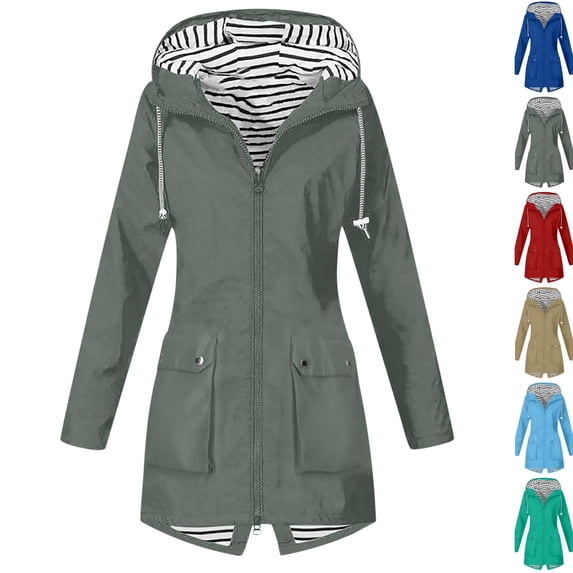 Lightweight Waterproof Rain Coats Women Rain Jacket with Hood Windbreaker Raincoat Outdoor Travel Hiking Trench Coat,Dark Gray S