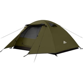 Lightweight Waterproof Windproof 2-Person Backpacking Tent in Army Green Hexagonal Dome with Dual Doors, Vestibules, and 4-Season Design