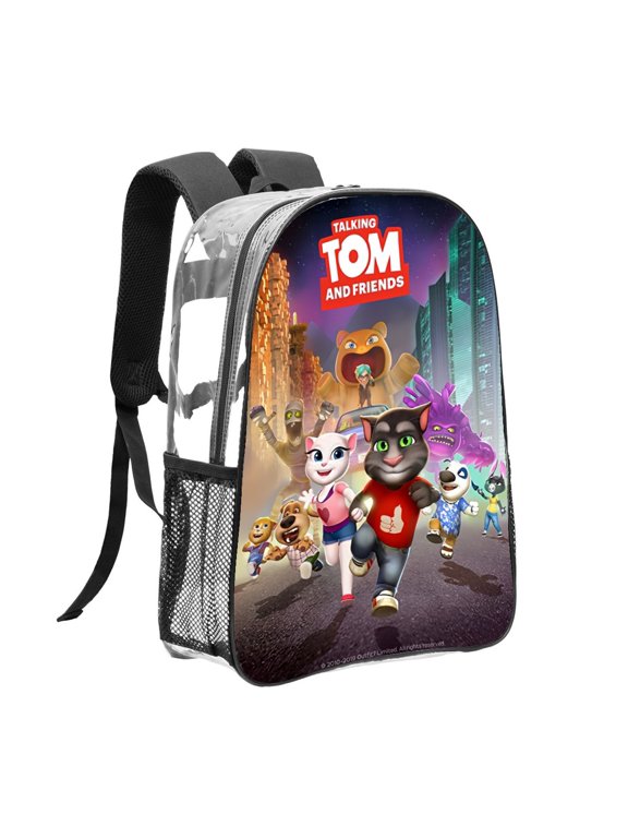 Lightweight Wear Resistant FSMYJJZY Talking Tom Clear PVC Backpack See Through Backpack with Side Mesh Pockets for Daily Use