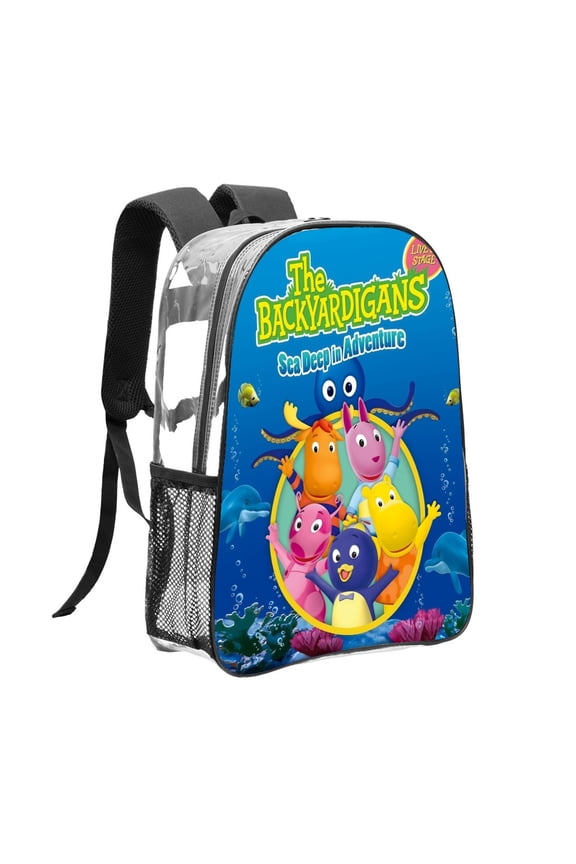 Lightweight Wear Resistant FSMYJJZY The Backyardigans Clear PVC Backpack See Through Backpack with Side Mesh Pockets for Daily Use