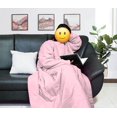 thumbnail image 1 of Lightweight Wearable Comforter/Blanket for Adult Women and Men, Super Soft Comfy Warm Plush Throw with Sleeves Wrap Robe - 6ft Size, Baby Pink, 1 of 6