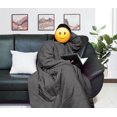 thumbnail image 1 of Lightweight Wearable Comforter/Blanket for Adult Women and Men, Super Soft Comfy Warm Plush Throw with Sleeves Wrap Robe - 6ft Size, Dark Grey, 1 of 6