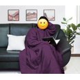 thumbnail image 1 of Lightweight Wearable Comforter/Blanket for Adult Women and Men, Super Soft Comfy Warm Plush Throw with Sleeves Wrap Robe - 6ft Size, Plum, 1 of 6