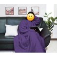 thumbnail image 1 of Lightweight Wearable Comforter/Blanket for Adult Women and Men, Super Soft Comfy Warm Plush Throw with Sleeves Wrap Robe - 6ft Size, Purple, 1 of 6