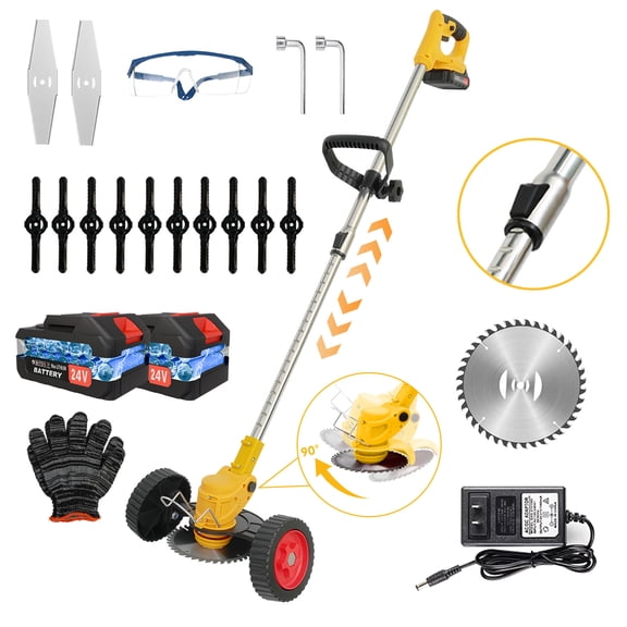Lightweight Weed Wacker Electric Weed Eater-2000mAh Dual Batteries-Cordless Design for Patio & Lawn Care