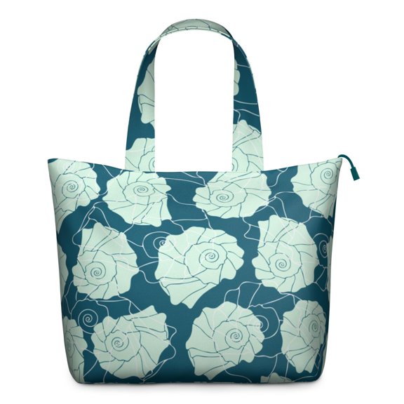 Lightweight Weekender Bag with Spiral Seashell and Nautical Shell Patterns, Multipurpose Travel Tote Bag for Summer and Sea
