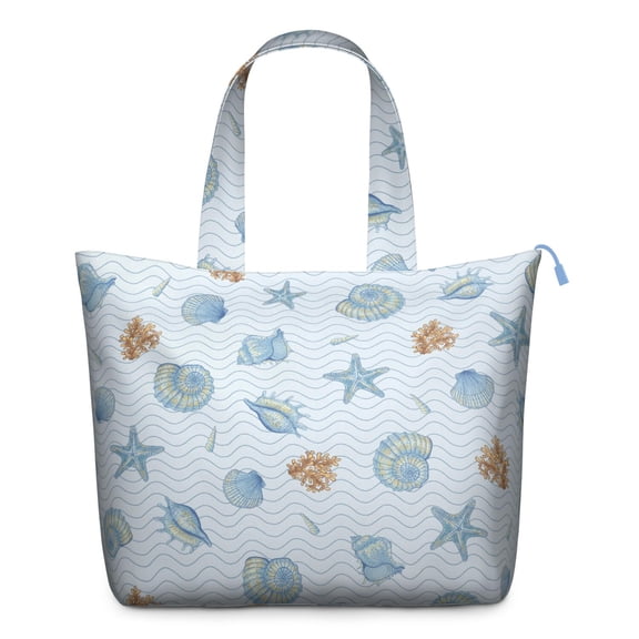 Lightweight Weekender Bag with Spiral Seashell and Nautical Shell Patterns, Multipurpose Travel Tote Bag for Summer and Sea