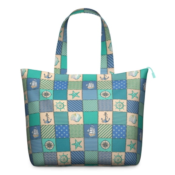 Lightweight Weekender Bag with Spiral Seashell and Nautical Shell Patterns, Multipurpose Travel Tote Bag for Summer and Sea