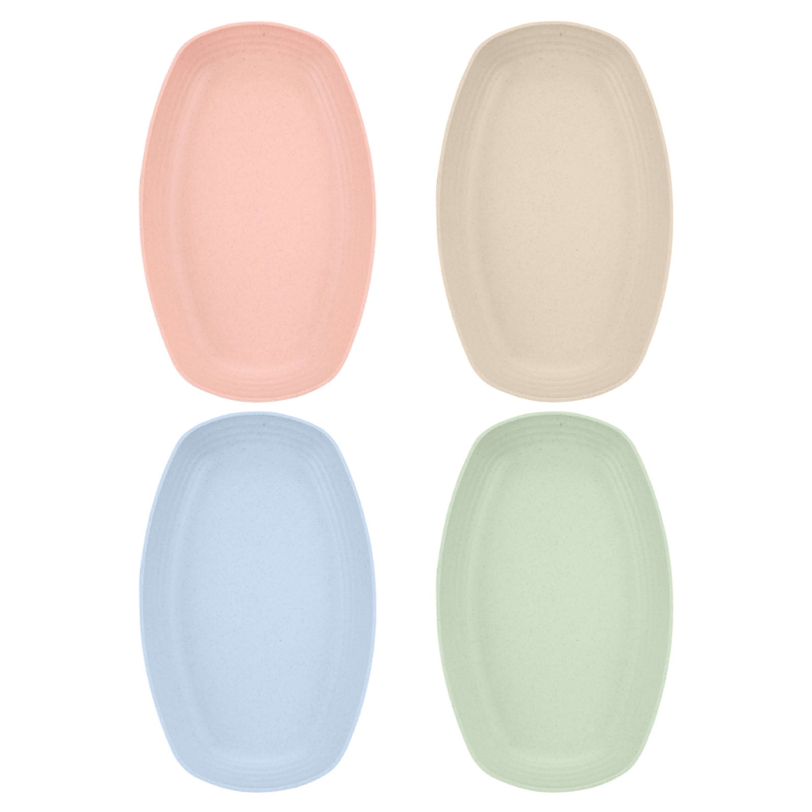 Lightweight Wheat Straw Plates - 4 Pack Unbreakable Sturdy Plastic Dinner Plates, Wheat Straw Dinnerware Sets,Oval Plates with Smooth Round Edges