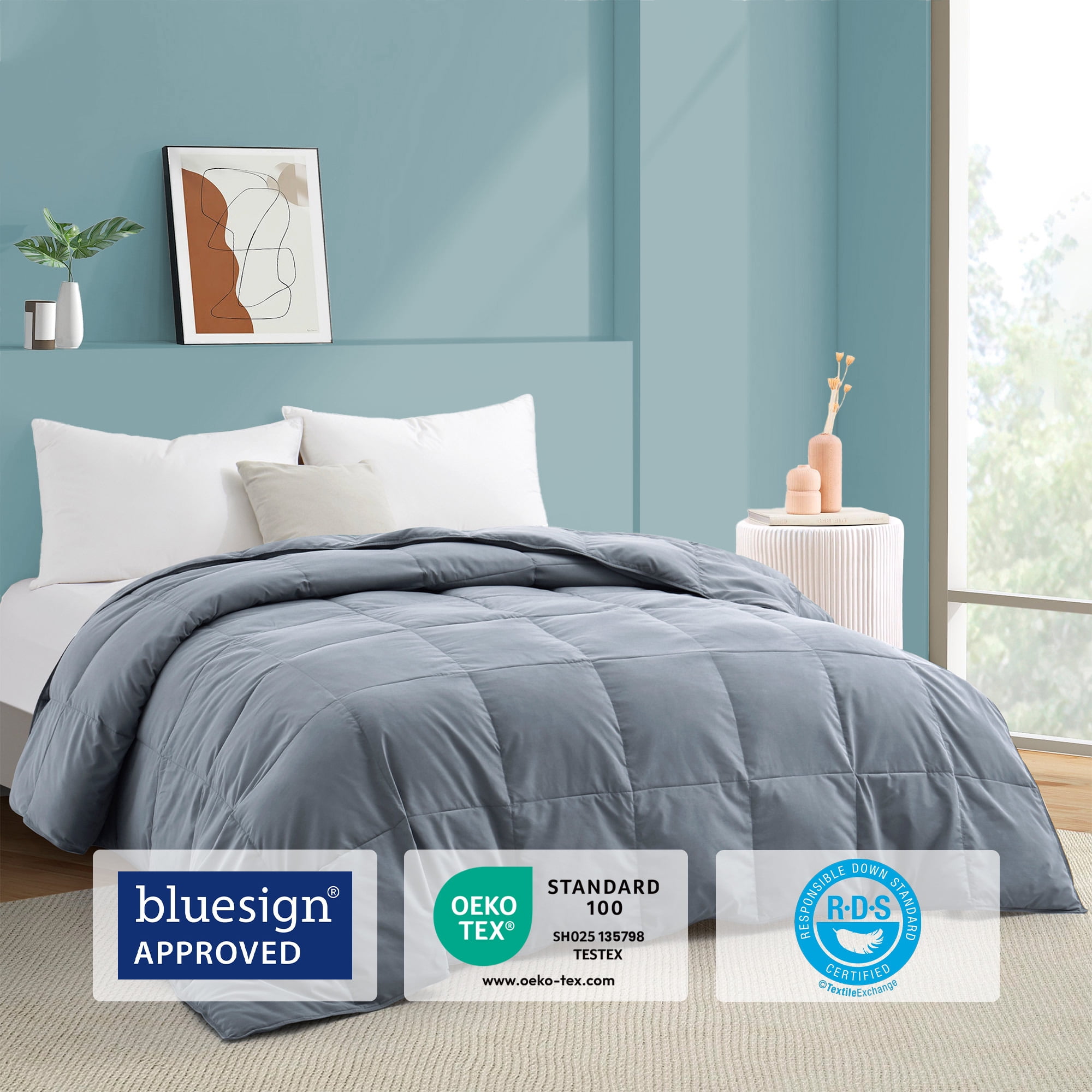 Lightweight White Goose Down Feather Fiber Comforter Duvet Insert Hotel