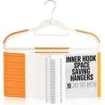 thumbnail image 1 of Lightweight White Plastic Hangers with Cascading Hook, Space Saving Thin, Closet Organizer, Orange Anti-Slip Pads, 360° Swivel, Tie Holder, 1 of 4