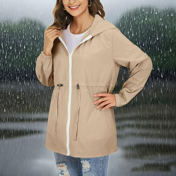 Lightweight Windbreaker Jacket with Hood, Packable Raincoat with Pockets, Polyester Spandex Fabric, Suitable for All Seasons, Outdoor Adventures, Yellow XL, Size S-XXL