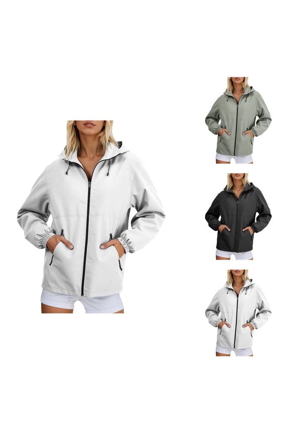 Lightweight Windbreaker Jacket Women Fall Outdoor Hiking Travel Long Sleeve Zip Up Hooded Coat with Pockets Outerwear