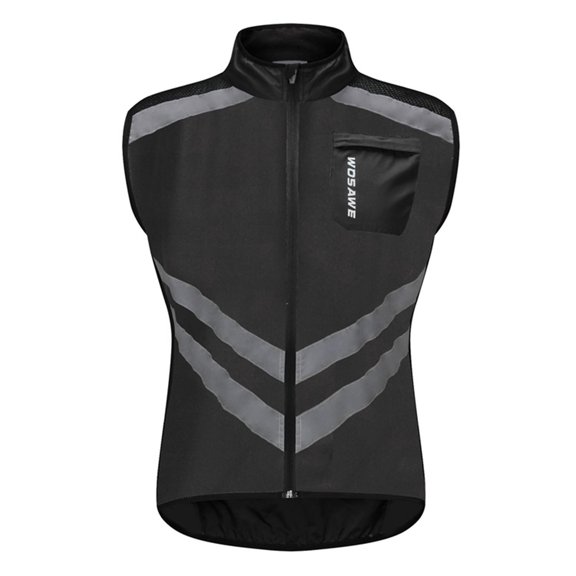 Lightweight Windproof Cycling Vest with 4-Way Stretch Fabric and Reflective Details for Men, Black, Size XL, 1 Pack