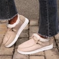 thumbnail image 1 of Lightweight Winter Boat Shoes for Women, Women Casual Slip-on Loafers, Faux Fur-Lined Womens Boots, Women's Lace Up Loafers, Comfortable Warm Women Canvas Shoes, 1 of 3