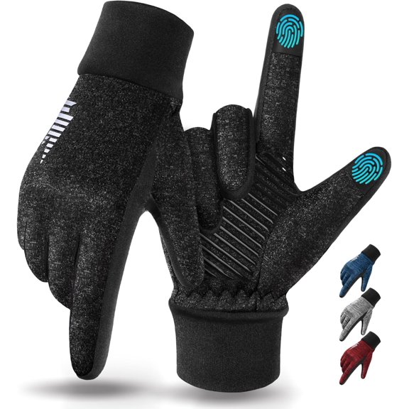 Lightweight Winter Running Gloves, Touch Screen & Anti-Slip Warm Thermal Glove Liners, Cool Weather Driving Cycling Hiking Biking Walking Sporting for Women Men