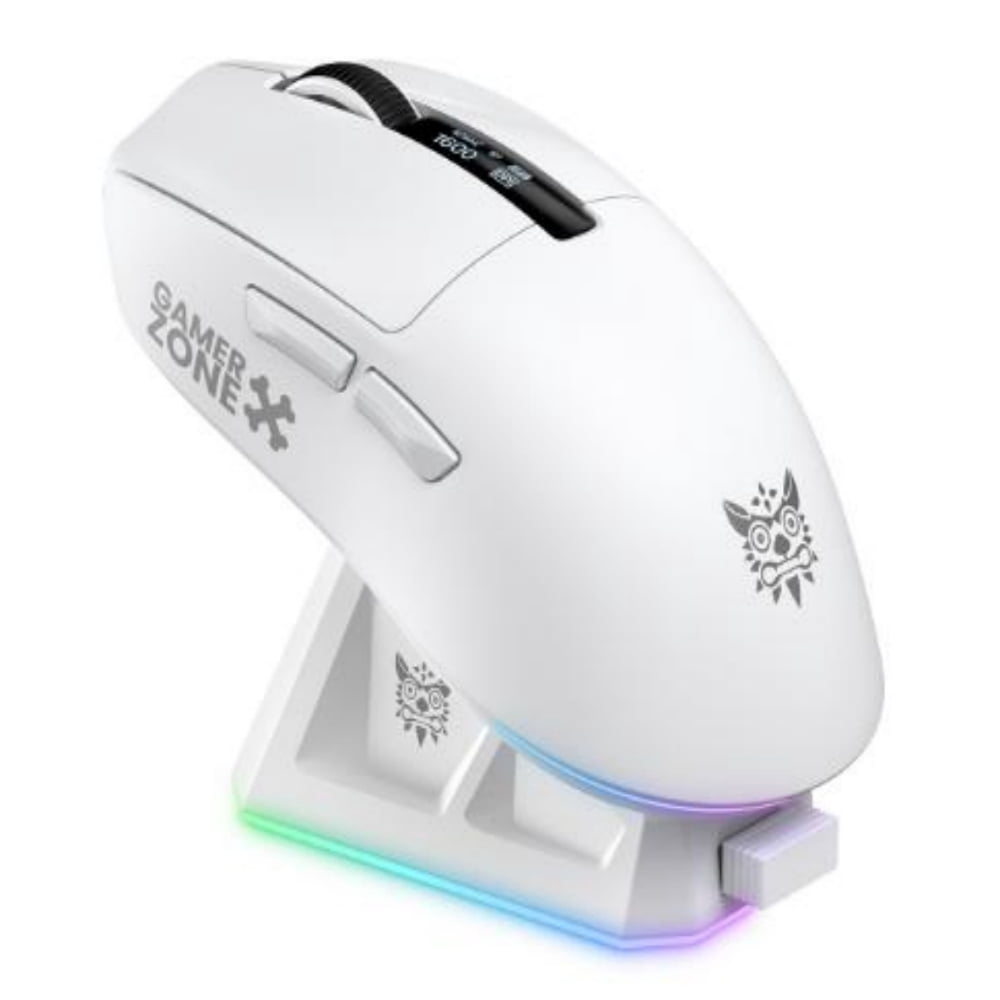 Lightweight Wireless Gaming Mouse, Bluetooth Mouse with Charging Dock, Paw3311 Optical Sensor, Ergonomic Three-Mode Design, Compatible with Windows/Mac/PC, Suitable for Gaming and Office, White