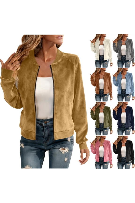 Lightweight Women's Bomber Jacket Casual Zipper Coat Windbreaker Outerwear Loose Fit Breathable Spring Fall Fashion | CSEONE,Army Green XL