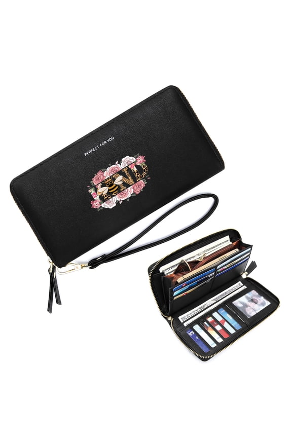 Lightweight Women's Clutch Wallet Removable Wrist Strap for Women Original Designs Made on Demand Love Travel Accessory Durable Polyester Lining