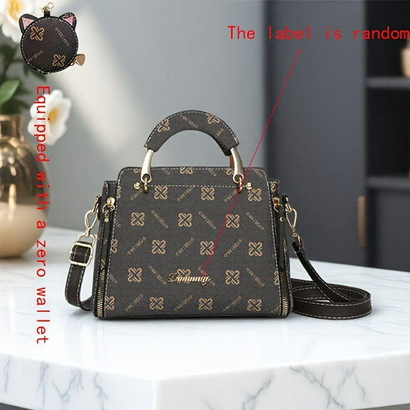 Lightweight Women's Crossbody Bag - Adjustable & Detachable Strap, Multiple Compartments - Sleek Minimalist Design with Gold-Tone Hardware