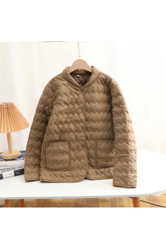 Lightweight Women's Quilted Baseball Jacket Thin Warm Coat Stylish Long Sleeve Casual Outerwear Furry Olive Coat Olive Coats for Women Jackets Coats for Women Winter Sweaters Women Winter Womens