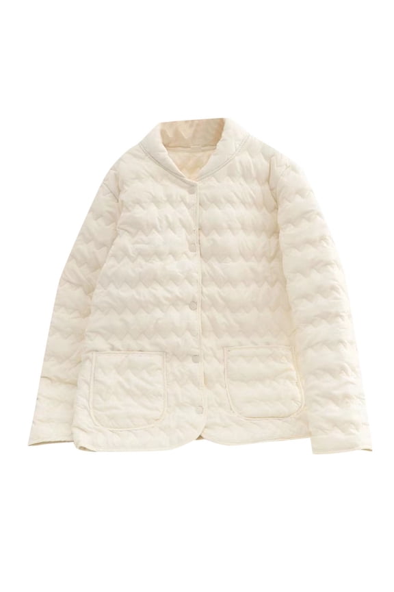 Lightweight Women's Quilted Baseball Jacket Thin Warm Coat Stylish Long Sleeve Casual Outerwear Winter Windproof