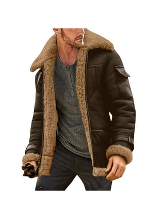 Hooded Winter Jacket with Glasses Thick Jacket for Men Winter Men Plus Size  Winter Coat Lapel Collar Long Sleeve Padded Leather Jacket Vintage Thicken