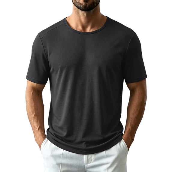 Lightweight Workout Shirts for Men - Crewneck Running Athletic Quick Dry Cooling T-Shirts Short Sleeve Gym Tops Sizes XS-2XL Black