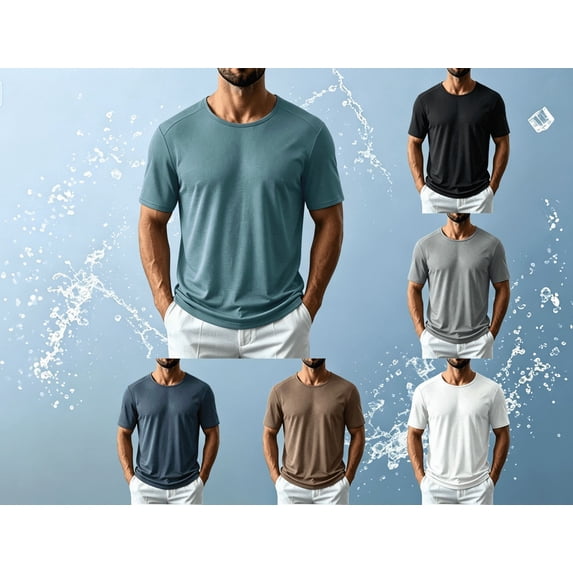 Lightweight Workout Shirts for Men - Crewneck Running Athletic Quick Dry Cooling T-Shirts Short Sleeve Gym Tops Sizes XS-2XL White