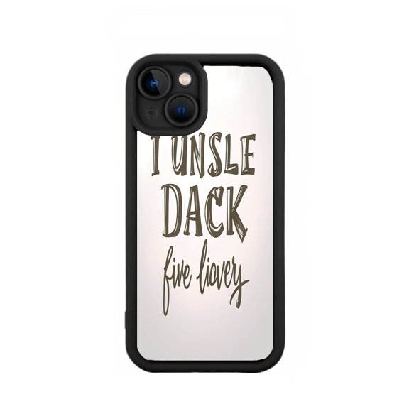 Lightweight Yellowing Resistant iPhone 15 Case - Decorative Black Border with Unique Phrase Design
