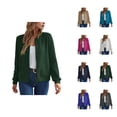 thumbnail image 1 of Lightweight Zip Up Jackets for Women Long Sleeve Casual Plain Waffle Jacket Fall Coat Outerwear, 1 of 6