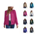 thumbnail image 1 of Lightweight Zip Up Jackets for Women Long Sleeve Casual Plain Waffle Jacket Fall Coat Outerwear, 1 of 6