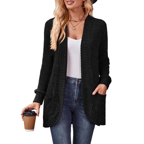 Cogild Cardigans for Women Lightweight Open Front Long Sleeve Knit Sweater Draped Hem Casual Loose Fit Layering Outerwear