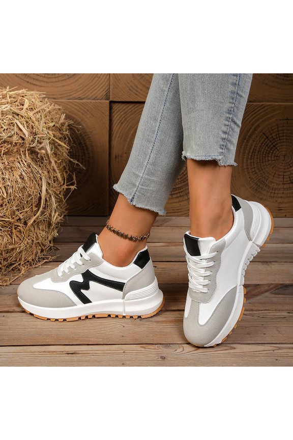 Lightweight and Comfortable Women's Sneakers, Versatile Low-Top Lace-Up Casual Sneakers with Random Pattern Design, Women Shoes